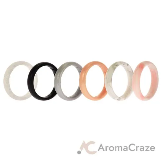 Picture of Silicone Wedding BR Solid Ring Set - Basic-Marble by ROQ for Women - 6 x 11 mm Ring