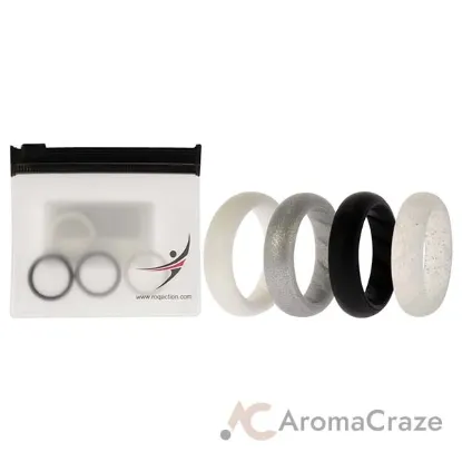 Picture of Silicone Wedding BR Solid Ring Set - Basic-Black-White by ROQ for Women - 4 x 4 mm Ring