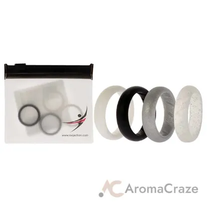 Picture of Silicone Wedding BR Solid Ring Set - Basic-Black-White by ROQ for Women - 4 x 6 mm Ring