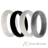 Picture of Silicone Wedding BR Solid Ring Set - Basic-Black-White by ROQ for Women - 4 x 9 mm Ring