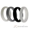 Picture of Silicone Wedding BR Solid Ring Set - Basic-Black-White by ROQ for Women - 4 x 10 mm Ring