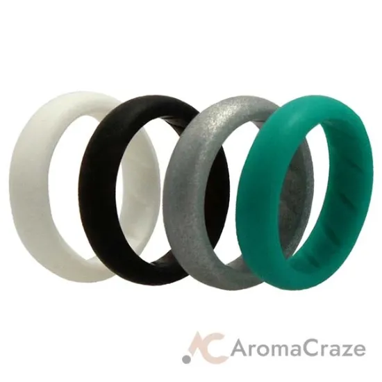 Picture of Silicone Wedding BR Solid Ring Set - Basic-Turqouise by ROQ for Women - 4 x 6 mm Ring