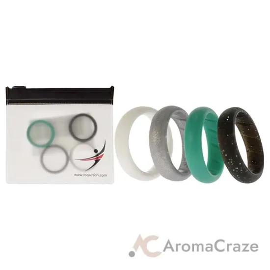 Picture of Silicone Wedding BR Solid Ring Set - Basic-Turqouise by ROQ for Women - 4 x 7 mm Ring