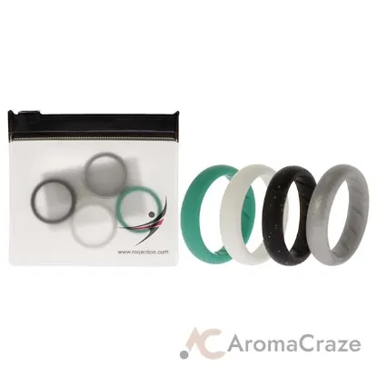 Picture of Silicone Wedding BR Solid Ring Set - Basic-Turqouise by ROQ for Women - 4 x 8 mm Ring