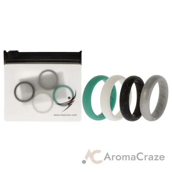 Picture of Silicone Wedding BR Solid Ring Set - Basic-Turqouise by ROQ for Women - 4 x 8 mm Ring