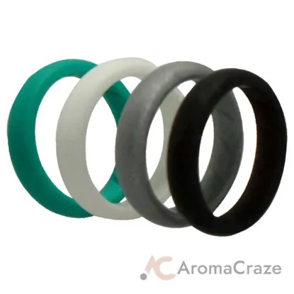 Picture of Silicone Wedding BR Solid Ring Set - Basic-Turqouise by ROQ for Women - 4 x 9 mm Ring