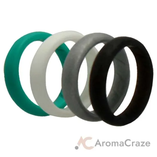 Picture of Silicone Wedding BR Solid Ring Set - Basic-Turqouise by ROQ for Women - 4 x 9 mm Ring