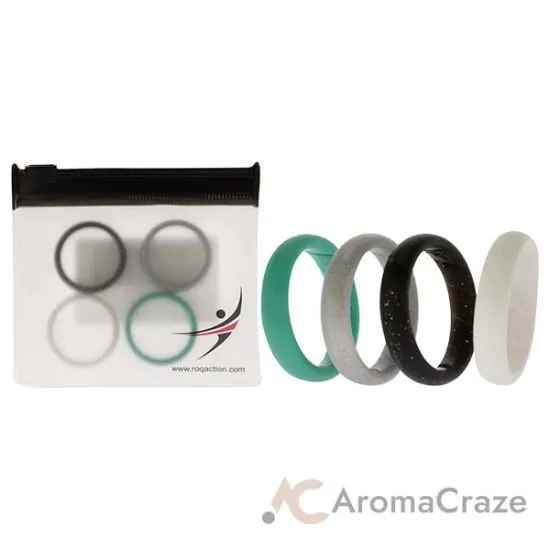 Picture of Silicone Wedding BR Solid Ring Set - Basic-Turqouise by ROQ for Women - 4 x 10 mm Ring