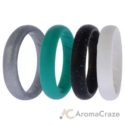 Picture of Silicone Wedding BR Solid Ring Set - Basic-Turqouise by ROQ for Women - 4 x 11 mm Ring