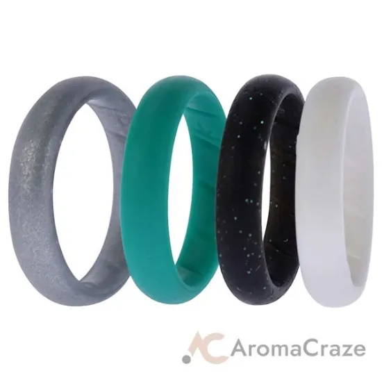 Picture of Silicone Wedding BR Solid Ring Set - Basic-Turqouise by ROQ for Women - 4 x 11 mm Ring