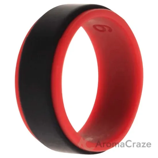 Picture of Silicone Wedding 2Layer Step Ring - Red-Black by ROQ for Men - 9 mm Ring