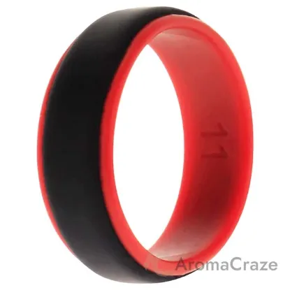 Picture of Silicone Wedding 2Layer Step Ring - Red-Black by ROQ for Men - 11 mm Ring