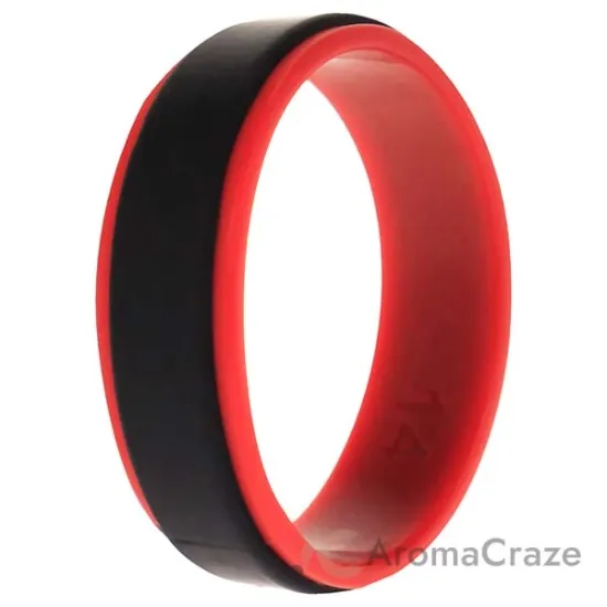 Picture of Silicone Wedding 2Layer Step Ring - Red-Black by ROQ for Men - 14 mm Ring