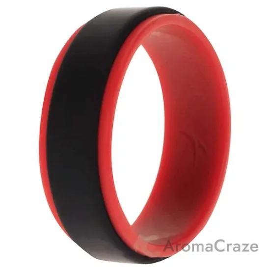 Picture of Silicone Wedding 2Layer Step Ring - Red-Black by ROQ for Men - 15 mm Ring