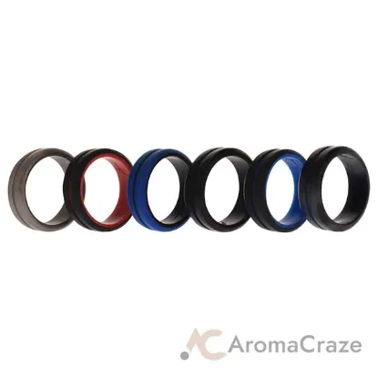 Picture of Silicone Wedding 2Layer Middle Line Ring Set - Black-Camo by ROQ for Men - 6 x 11 mm Ring