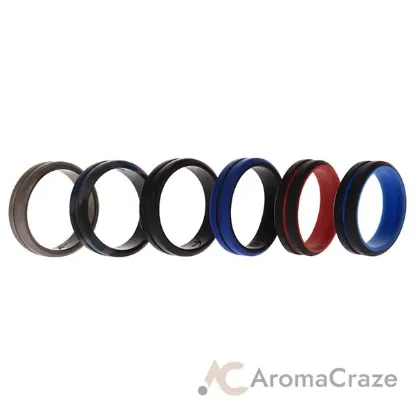 Picture of Silicone Wedding 2Layer Middle Line Ring Set - Black-Camo by ROQ for Men - 6 x 16 mm Ring