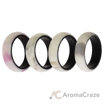 Picture of Silicone Wedding 2Layer Ring Set - Bordo-Marble by ROQ for Women - 4 x 4 mm Ring