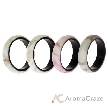 Picture of Silicone Wedding 2Layer Ring Set - Bordo-Marble by ROQ for Women - 4 x 6 mm Ring