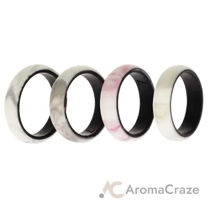 Picture of Silicone Wedding 2Layer Ring Set - Bordo-Marble by ROQ for Women - 4 x 7 mm Ring