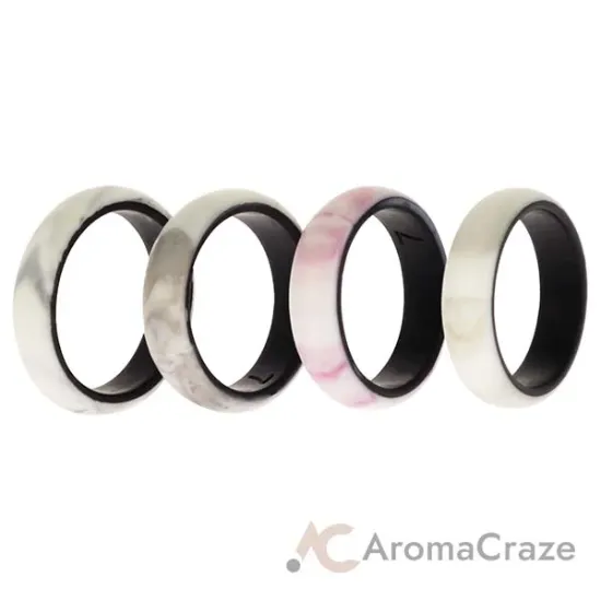 Picture of Silicone Wedding 2Layer Ring Set - Bordo-Marble by ROQ for Women - 4 x 7 mm Ring