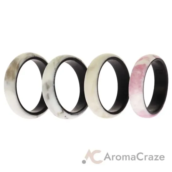 Picture of Silicone Wedding 2Layer Ring Set - Bordo-Marble by ROQ for Women - 4 x 8 mm Ring