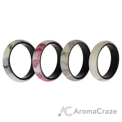 Picture of Silicone Wedding 2Layer Ring Set - Bordo-Marble by ROQ for Women - 4 x 9 mm Ring