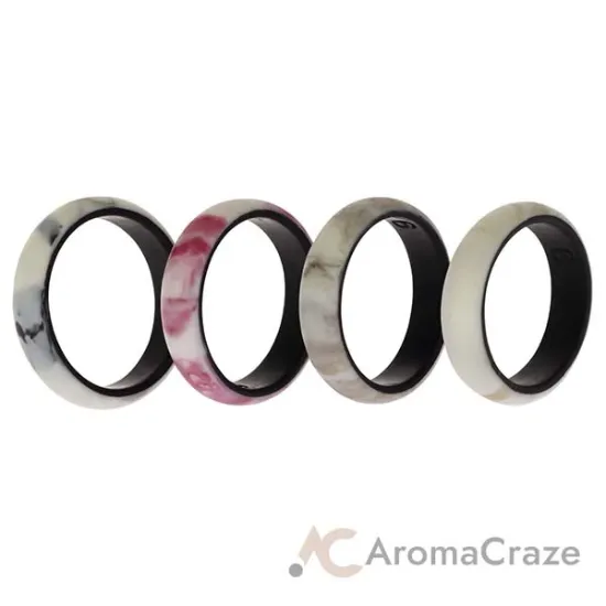 Picture of Silicone Wedding 2Layer Ring Set - Bordo-Marble by ROQ for Women - 4 x 9 mm Ring