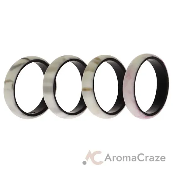 Picture of Silicone Wedding 2Layer Ring Set - Bordo-Marble by ROQ for Women - 4 x 10 mm Ring