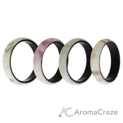 Picture of Silicone Wedding 2Layer Ring Set - Bordo-Marble by ROQ for Women - 4 x 11 mm Ring