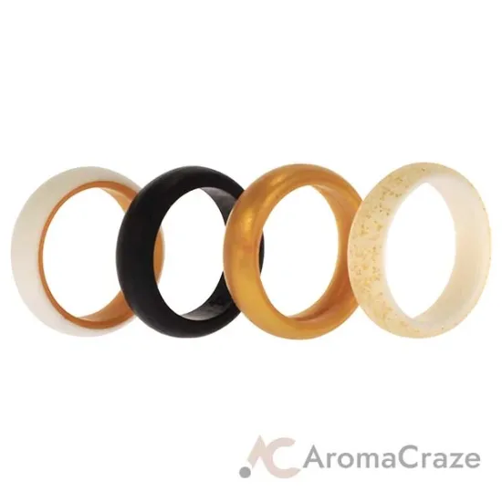 Picture of Silicone Wedding 2Layer Ring Set - Gold by ROQ for Women - 4 x 4 mm Ring