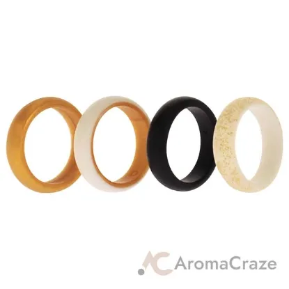 Picture of Silicone Wedding 2Layer Ring Set - Gold by ROQ for Women - 4 x 6 mm Ring