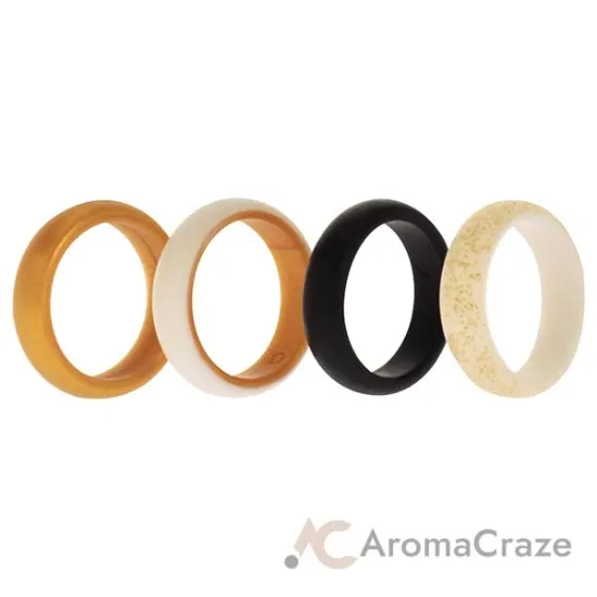 Picture of Silicone Wedding 2Layer Ring Set - Gold by ROQ for Women - 4 x 6 mm Ring