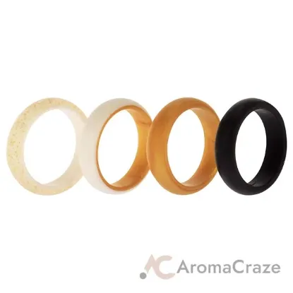 Picture of Silicone Wedding 2Layer Ring Set - Gold by ROQ for Women - 4 x 7 mm Ring