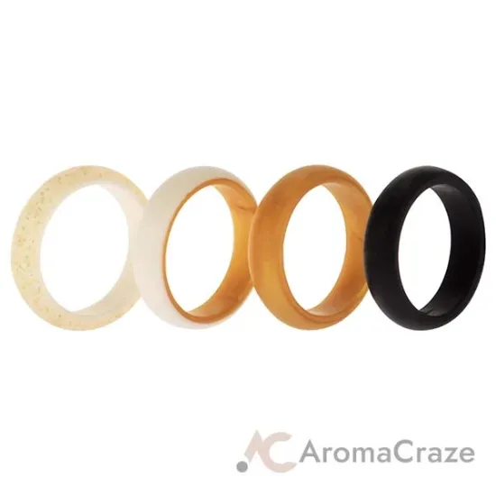 Picture of Silicone Wedding 2Layer Ring Set - Gold by ROQ for Women - 4 x 7 mm Ring