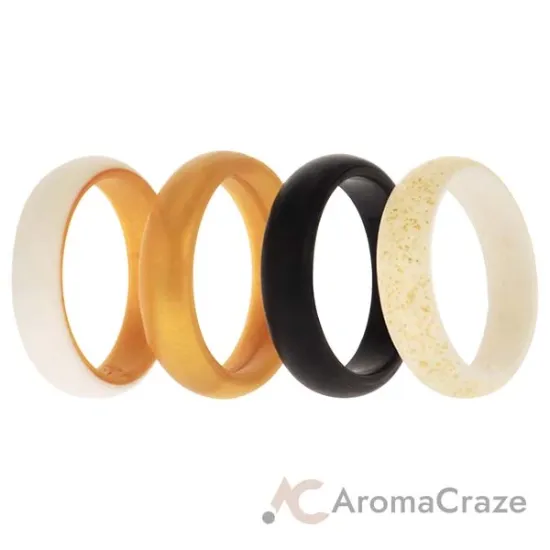 Picture of Silicone Wedding 2Layer Ring Set - Gold by ROQ for Women - 4 x 9 mm Ring