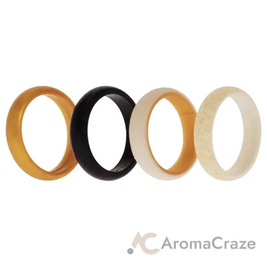 Picture of Silicone Wedding 2Layer Ring Set - Gold by ROQ for Women - 4 x 10 mm Ring