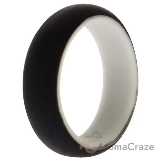 Picture of Silicone Wedding 2Layer Ring - White-Black by ROQ for Women - 4 mm Ring