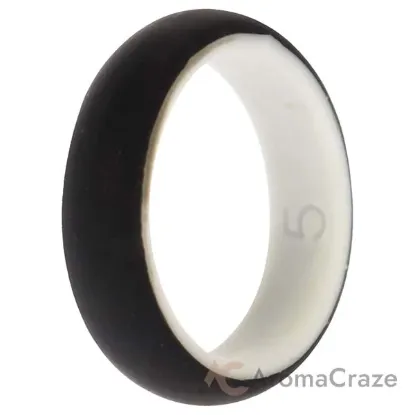 Picture of Silicone Wedding 2Layer Ring - White-Black by ROQ for Women - 5 mm Ring