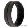 Picture of Silicone Wedding BR Middle Line Ring - Black-Grey by ROQ for Men - 10 mm Ring