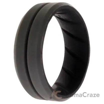 Picture of Silicone Wedding BR Middle Line Ring - Black-Grey by ROQ for Men - 10 mm Ring