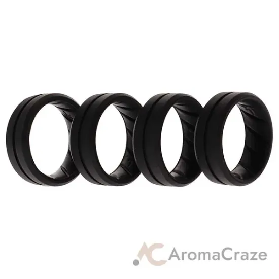Picture of Silicone Wedding BR Middle Line Ring Set - Basic-Black by ROQ for Men - 4 x 7 mm Ring