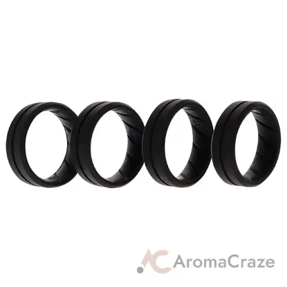 Picture of Silicone Wedding BR Middle Line Ring Set - Basic-Black by ROQ for Men - 4 x 10 mm Ring