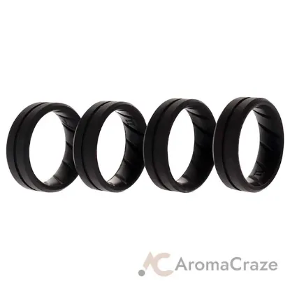 Picture of Silicone Wedding BR Middle Line Ring Set - Basic-Black by ROQ for Men - 4 x 11 mm Ring
