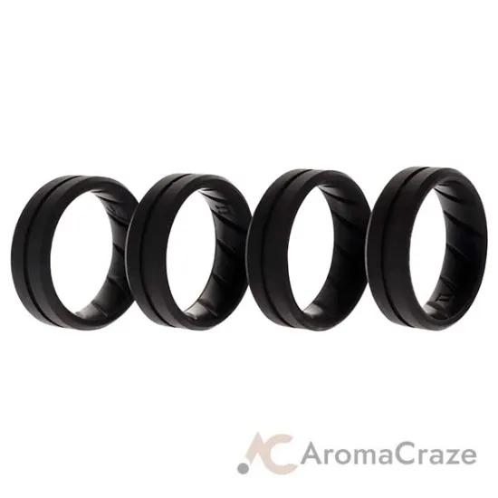 Picture of Silicone Wedding BR Middle Line Ring Set - Basic-Black by ROQ for Men - 4 x 11 mm Ring