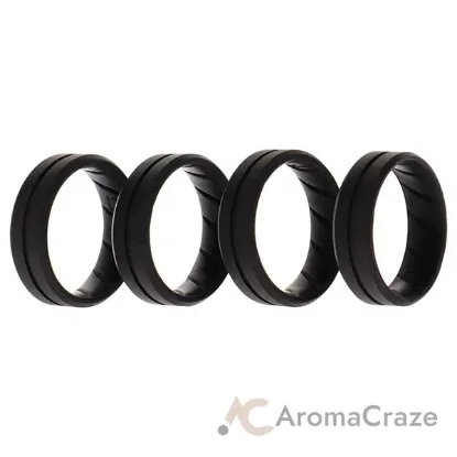 Picture of Silicone Wedding BR Middle Line Ring Set - Basic-Black by ROQ for Men - 4 x 13 mm Ring
