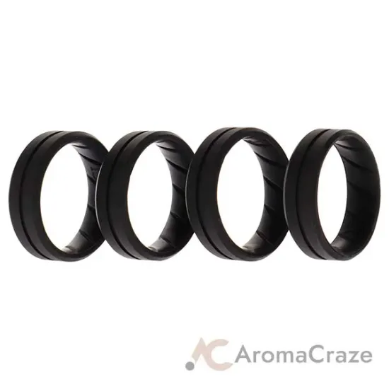 Picture of Silicone Wedding BR Middle Line Ring Set - Basic-Black by ROQ for Men - 4 x 13 mm Ring