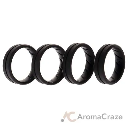 Picture of Silicone Wedding BR Middle Line Ring Set - Basic-Black by ROQ for Men - 4 x 14 mm Ring