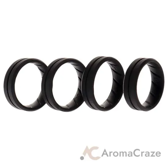 Picture of Silicone Wedding BR Middle Line Ring Set - Basic-Black by ROQ for Men - 4 x 14 mm Ring