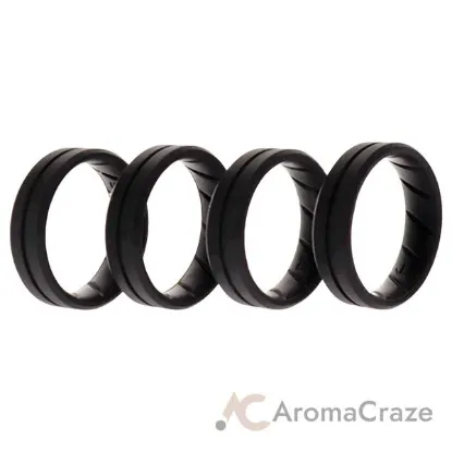 Picture of Silicone Wedding BR Middle Line Ring Set - Basic-Black by ROQ for Men - 4 x 16 mm Ring