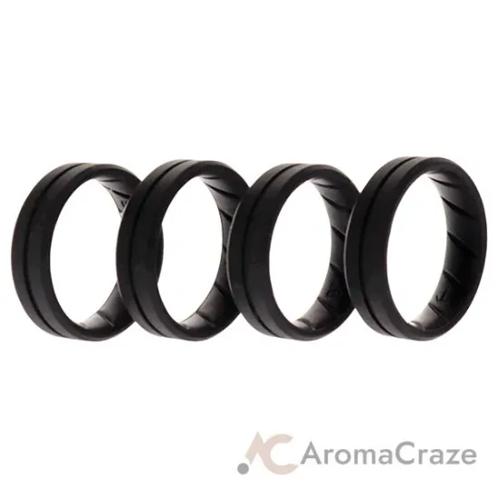 Picture of Silicone Wedding BR Middle Line Ring Set - Basic-Black by ROQ for Men - 4 x 16 mm Ring